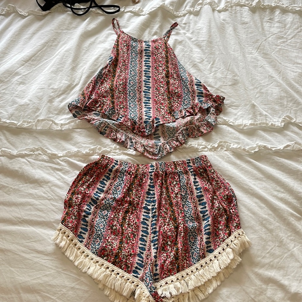 Colorful Two Piece Fringe Set - Picture 2 of 4